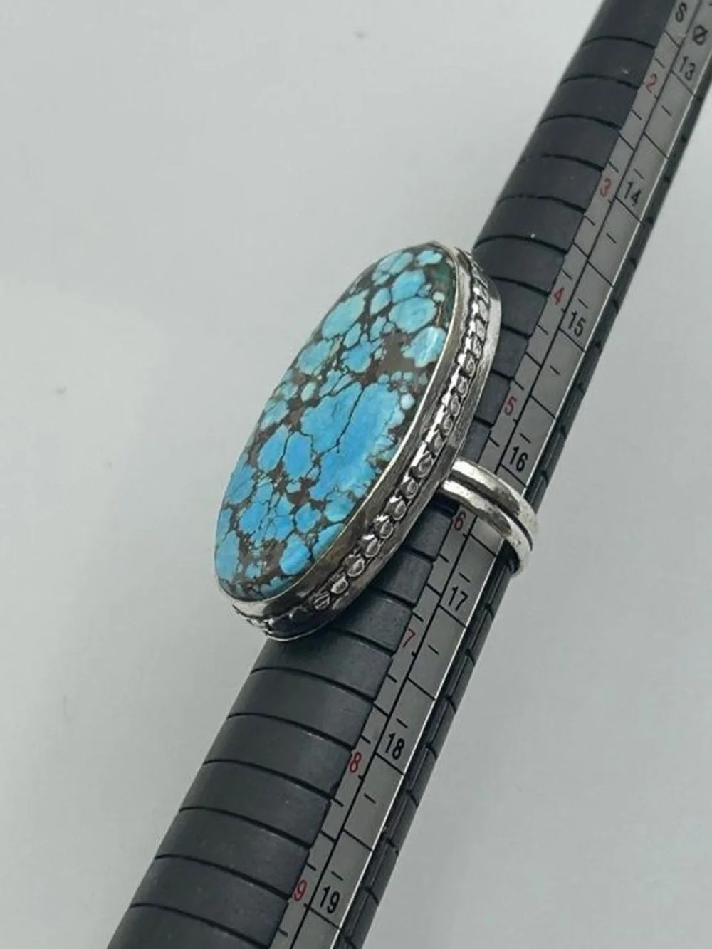 925 Silver Turquoise Oval Stone Ring in Blue - Jewelry